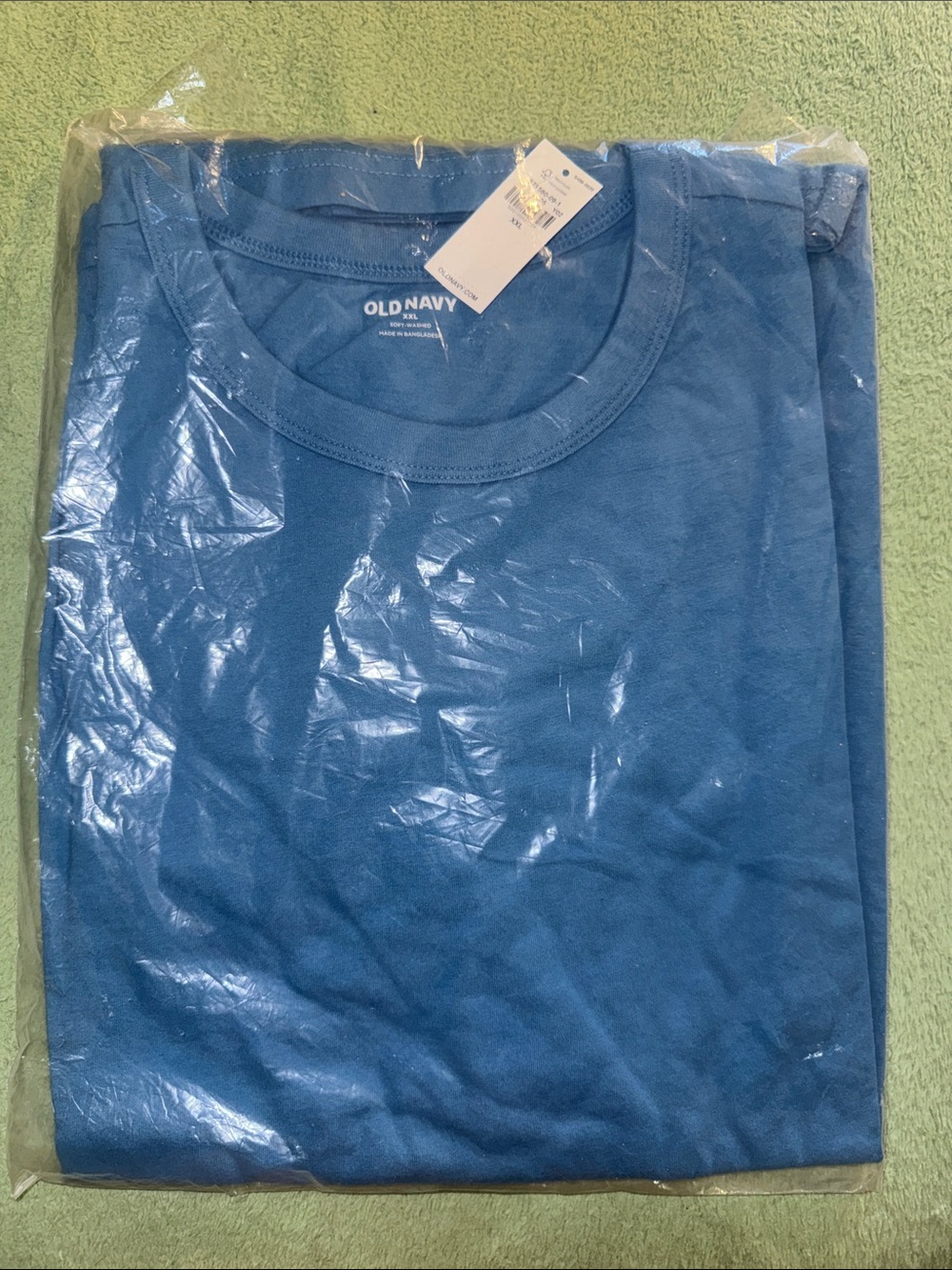 NWT Old Navy Gulf Stream Blue Short-Sleeve Rib-Knit Crew Tee with Curved Hem